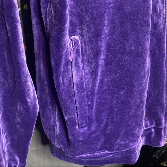 Purple velvet track jacket Size L No Brand Full Zip Velour Zipper Pockets - Picture 3 of 14